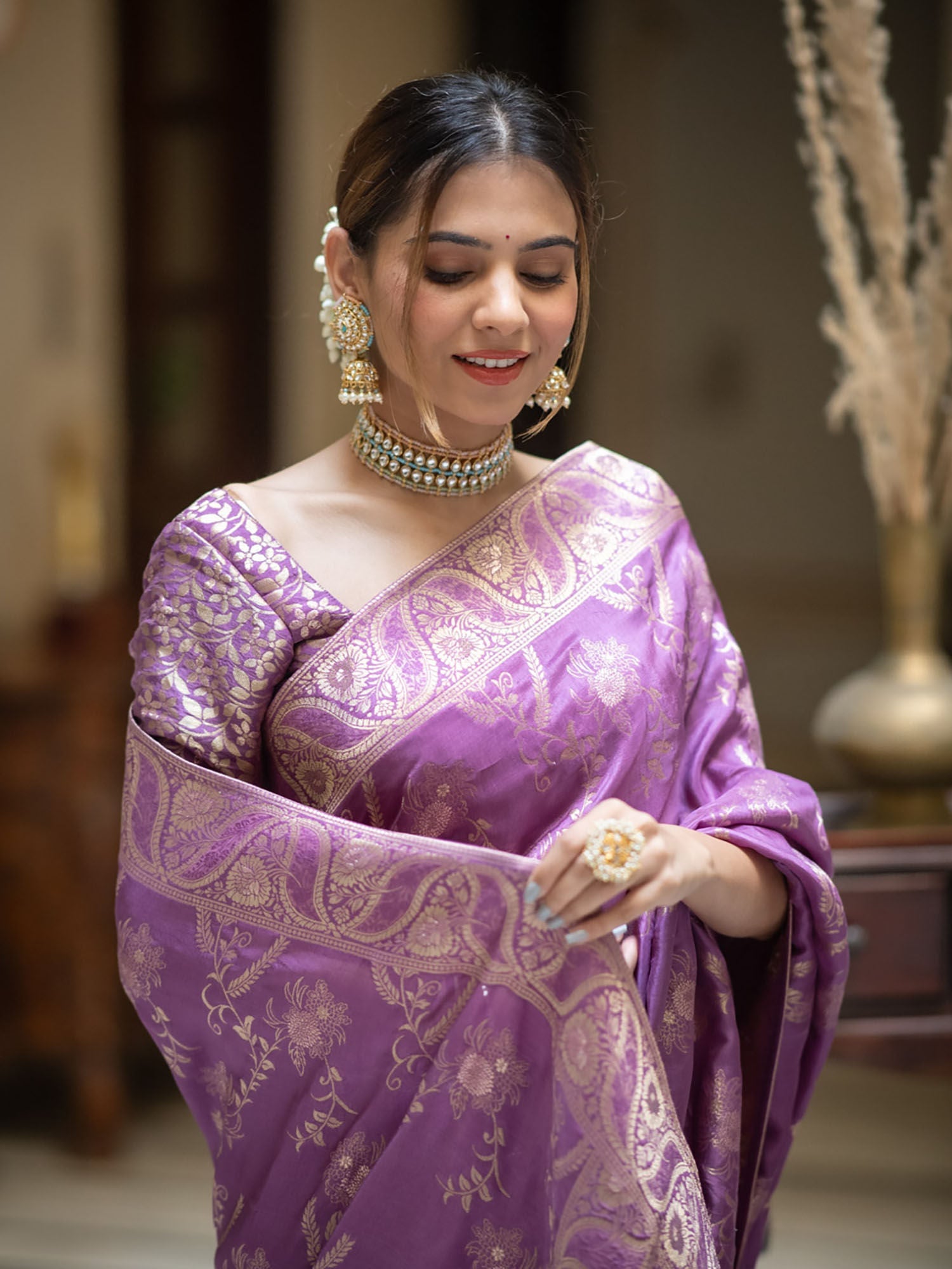 Quixotic Lavender Soft Silk Saree With Beautiful Blouse Piece
