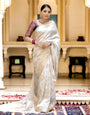 Scrupulous Off White Soft Silk Saree With Transcendent Blouse Piece