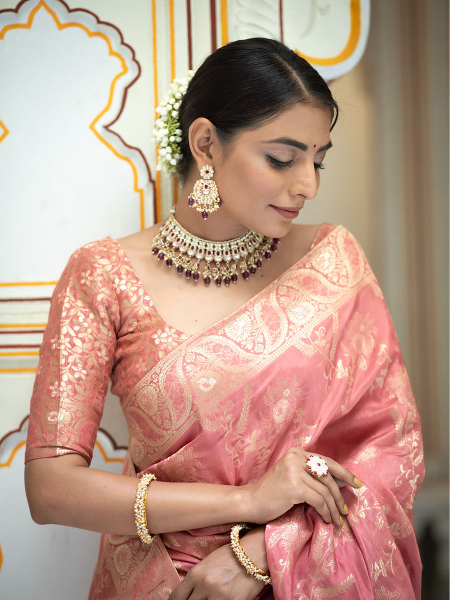 Aplomb Peach Soft Silk Saree With Sophisticated Blouse Piece