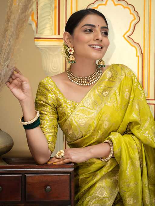 Exemplary Yellow Soft Silk Saree With Sensational Blouse Piece