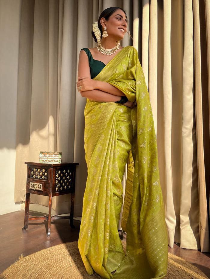 Ornate Yellow Soft Silk Saree With Vivacious Blouse Piece