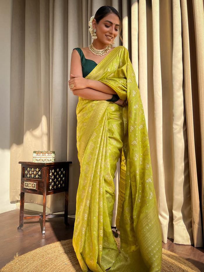 Ornate Yellow Soft Silk Saree With Vivacious Blouse Piece
