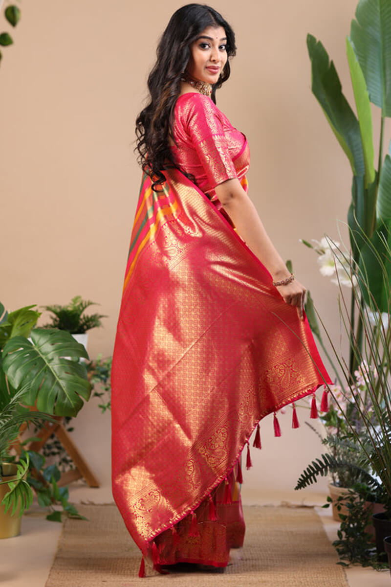 Exuberant Multicolor Soft Banarasi Silk Saree With Lissome Blouse Piece