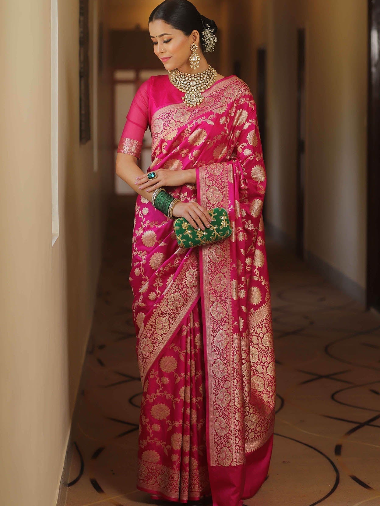 Tempting Dark Pink Soft Silk Saree With Denouement Blouse Piece