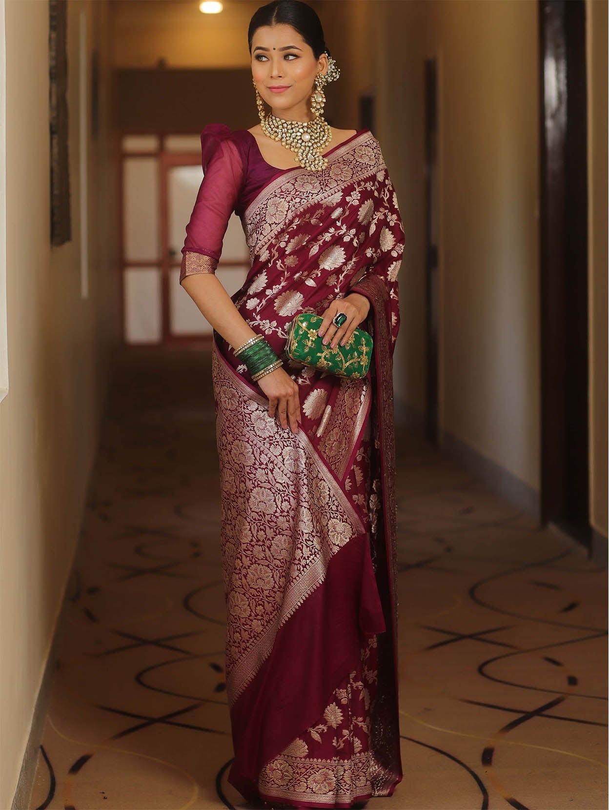 Luxuriant Wine Soft Silk Saree With Ravishing Blouse Piece