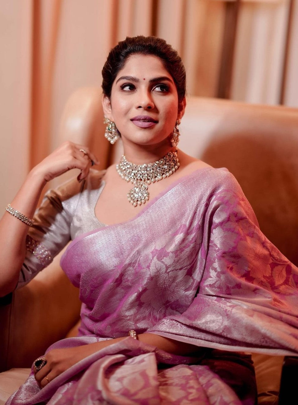 Delectable Pink Soft Silk Saree With Cynosure Blouse Piece