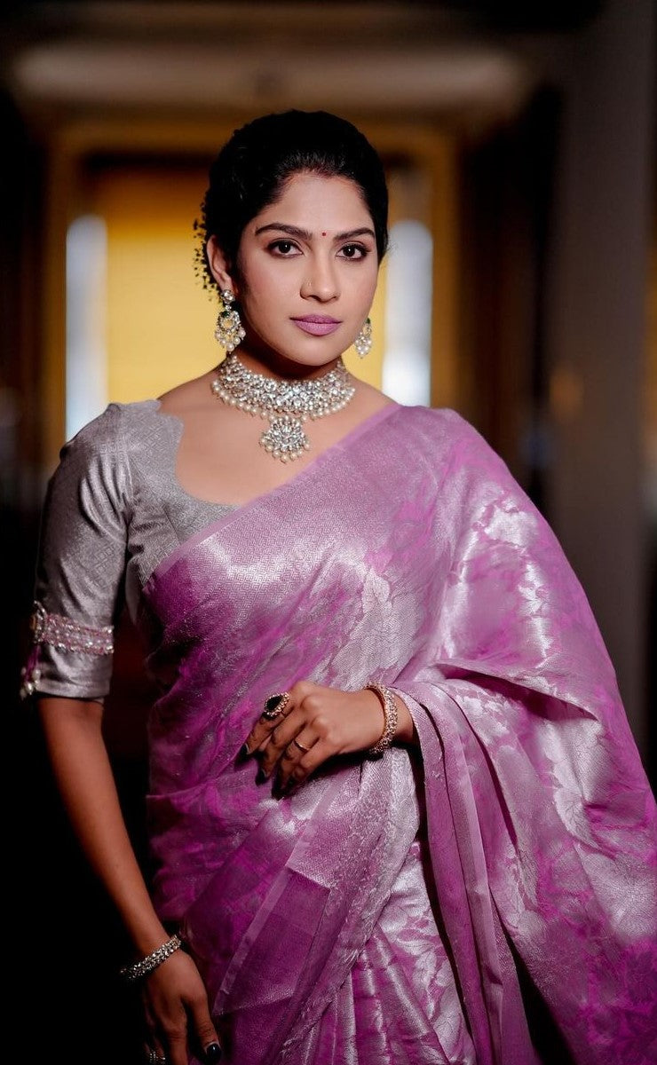 Delectable Pink Soft Silk Saree With Cynosure Blouse Piece
