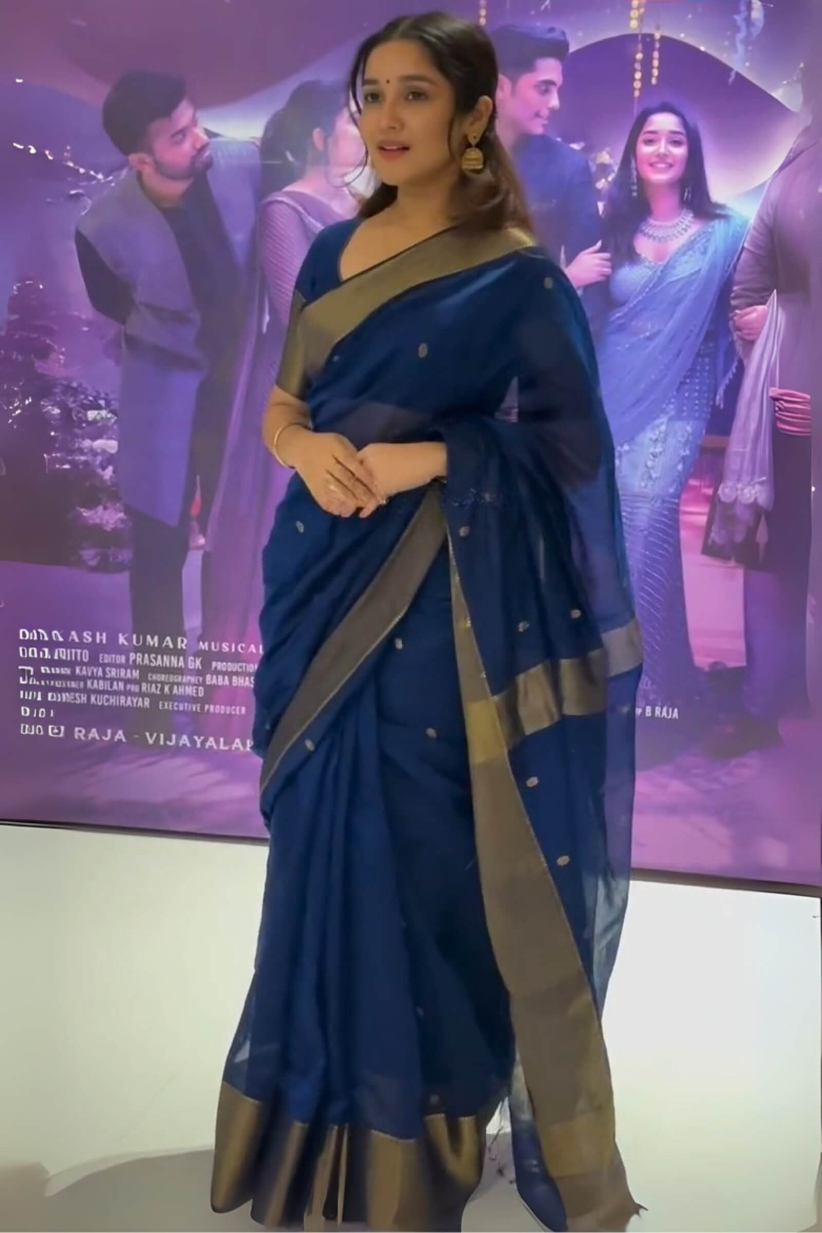 Cloud Burst Blue Maheshawari Cotton Silk Saree