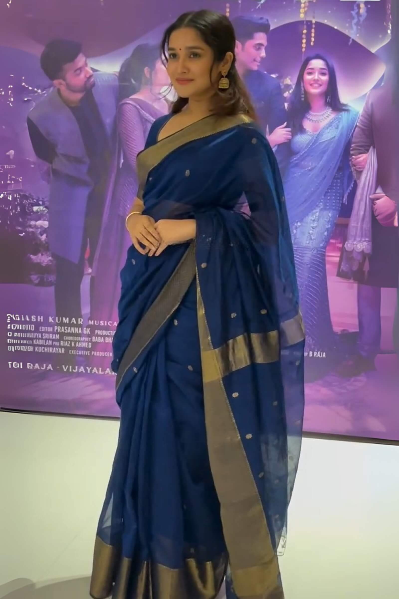 Cloud Burst Blue Maheshawari Cotton Silk Saree