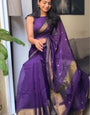 Plum Purple Maheshawari Cotton Silk Saree