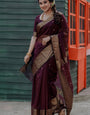 Cocoa Wine Maheshawari Cotton Silk Saree