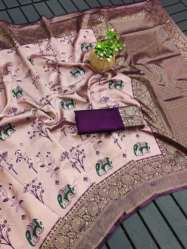 Susurrous Lavender Soft Silk Saree With Quintessential Blouse Piece