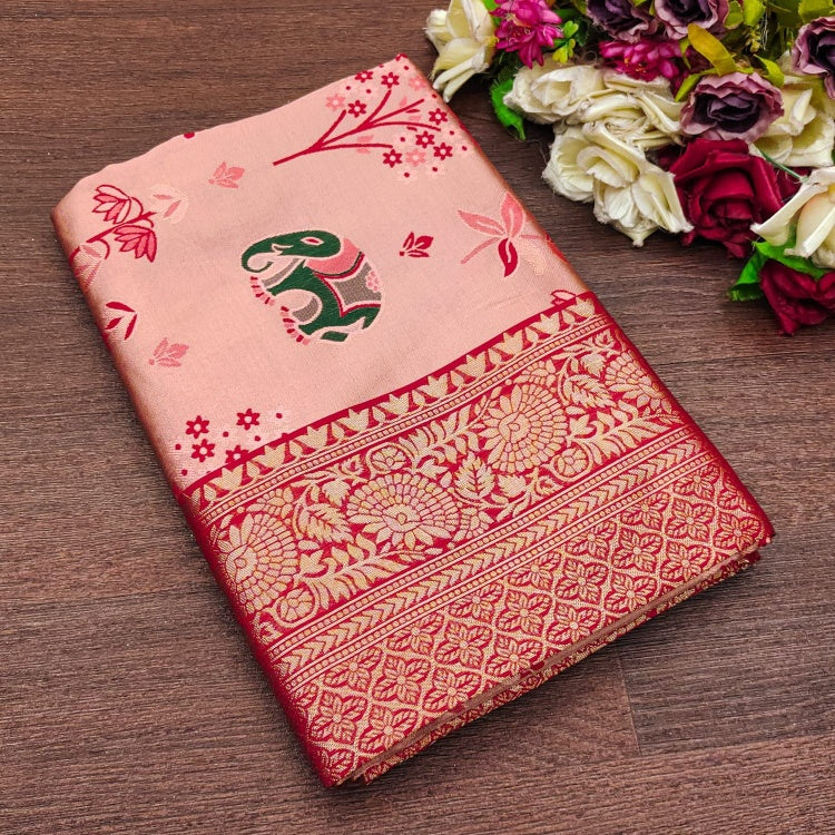 Winsome Pink Soft Silk Saree With Resonant Blouse Piece