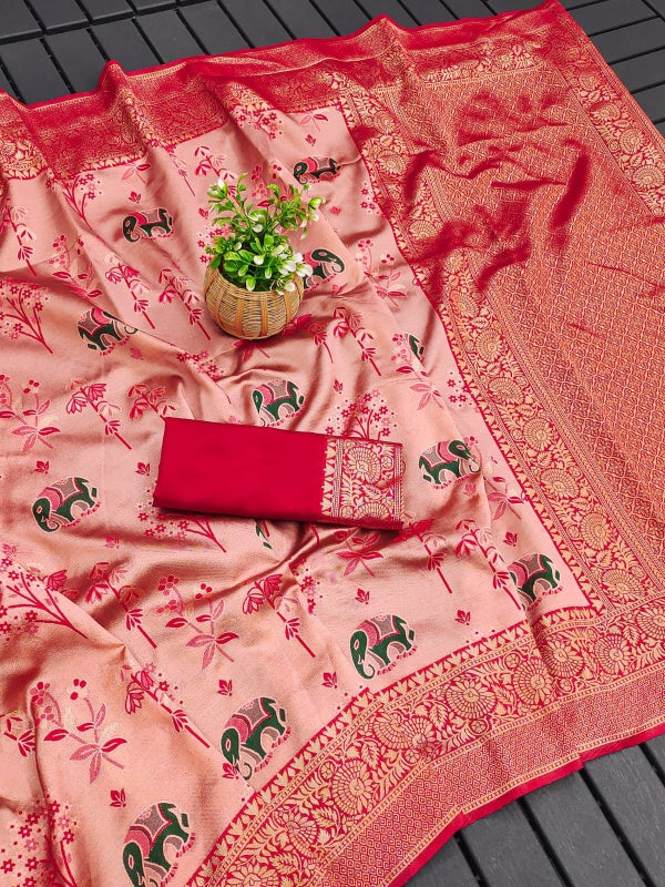 Winsome Pink Soft Silk Saree With Resonant Blouse Piece