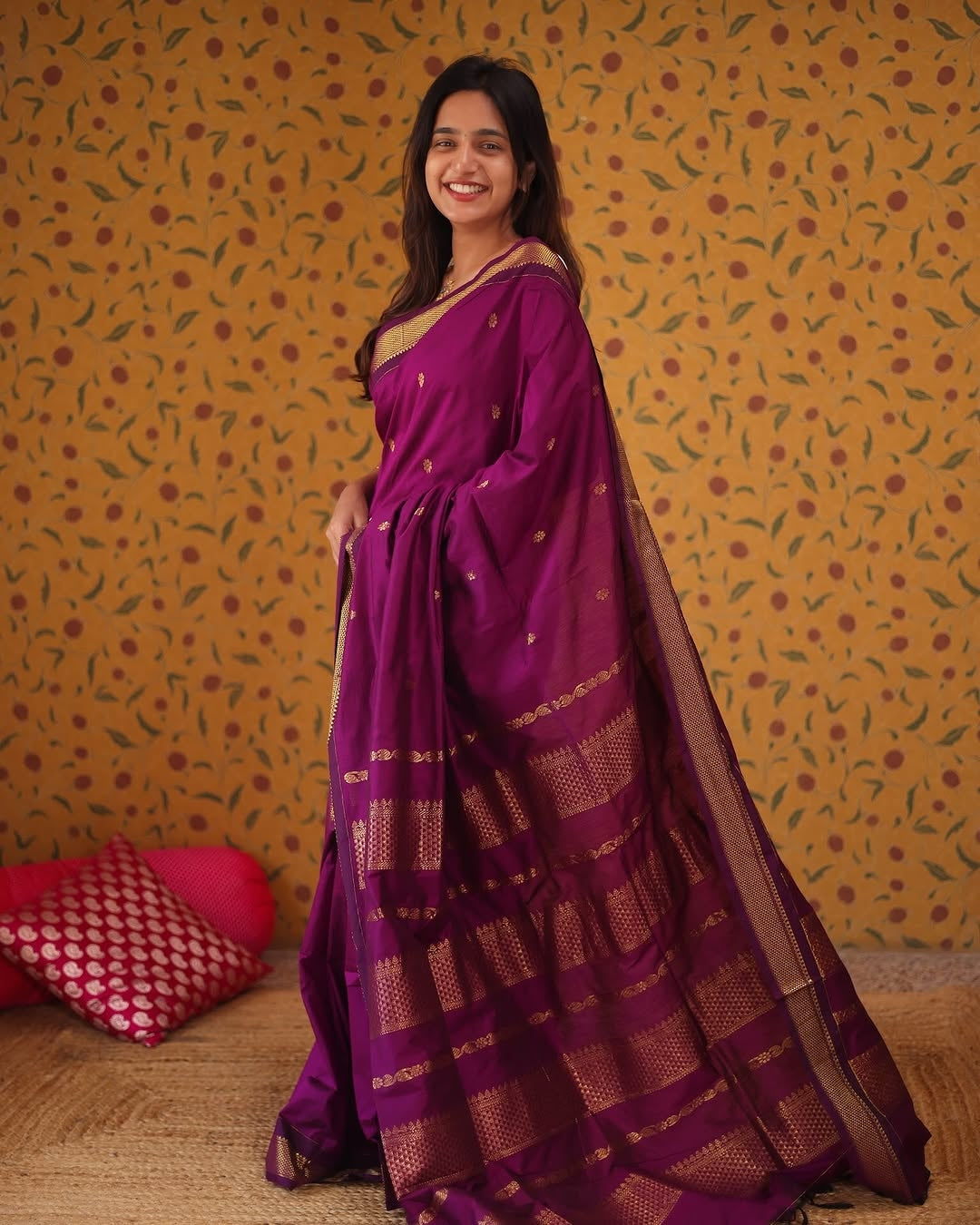 Cynosure Magenta Soft Silk Saree With Lissome Blouse Piece