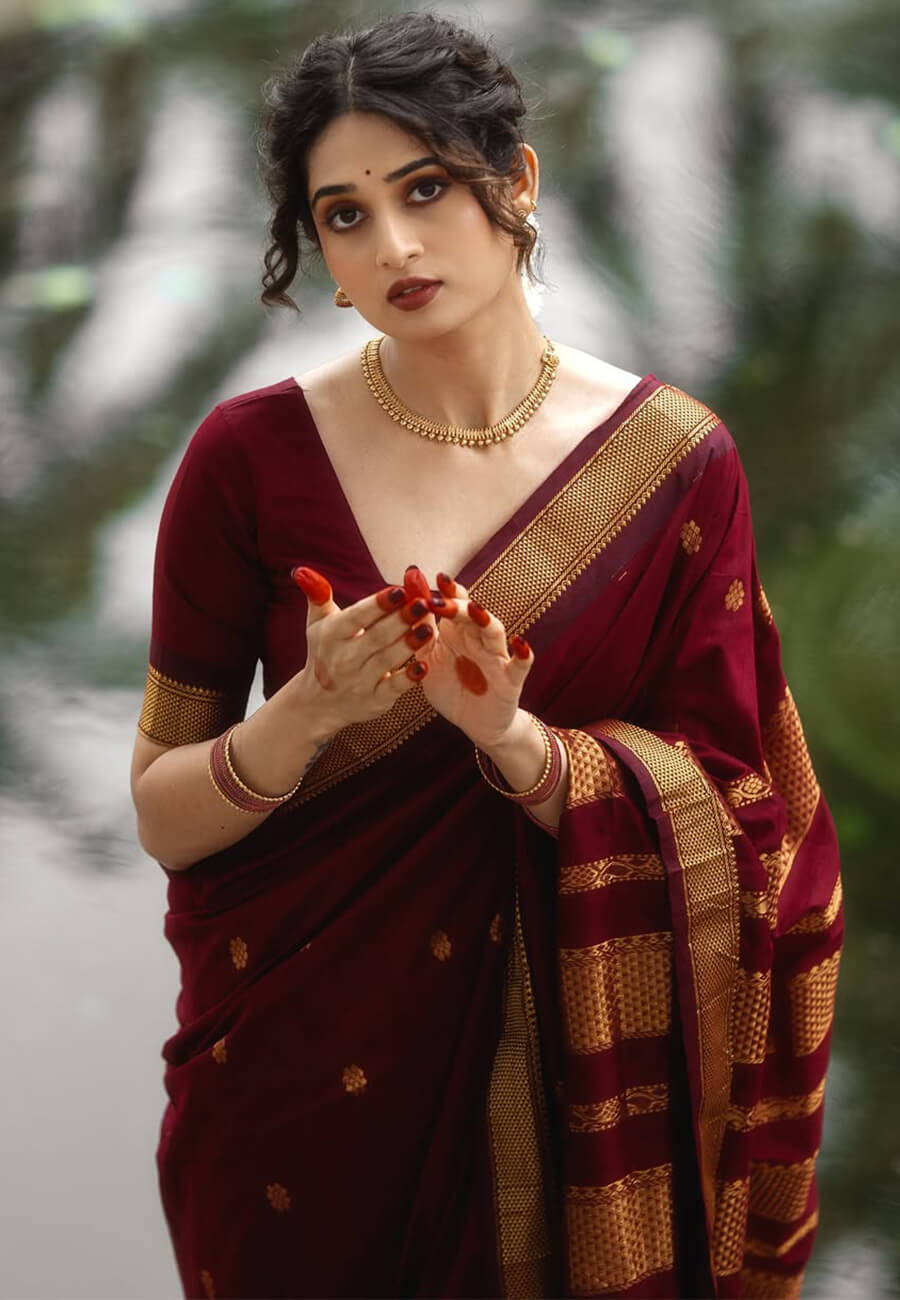 Super classy Maroon Soft Silk Saree With Seraphic Blouse Piece