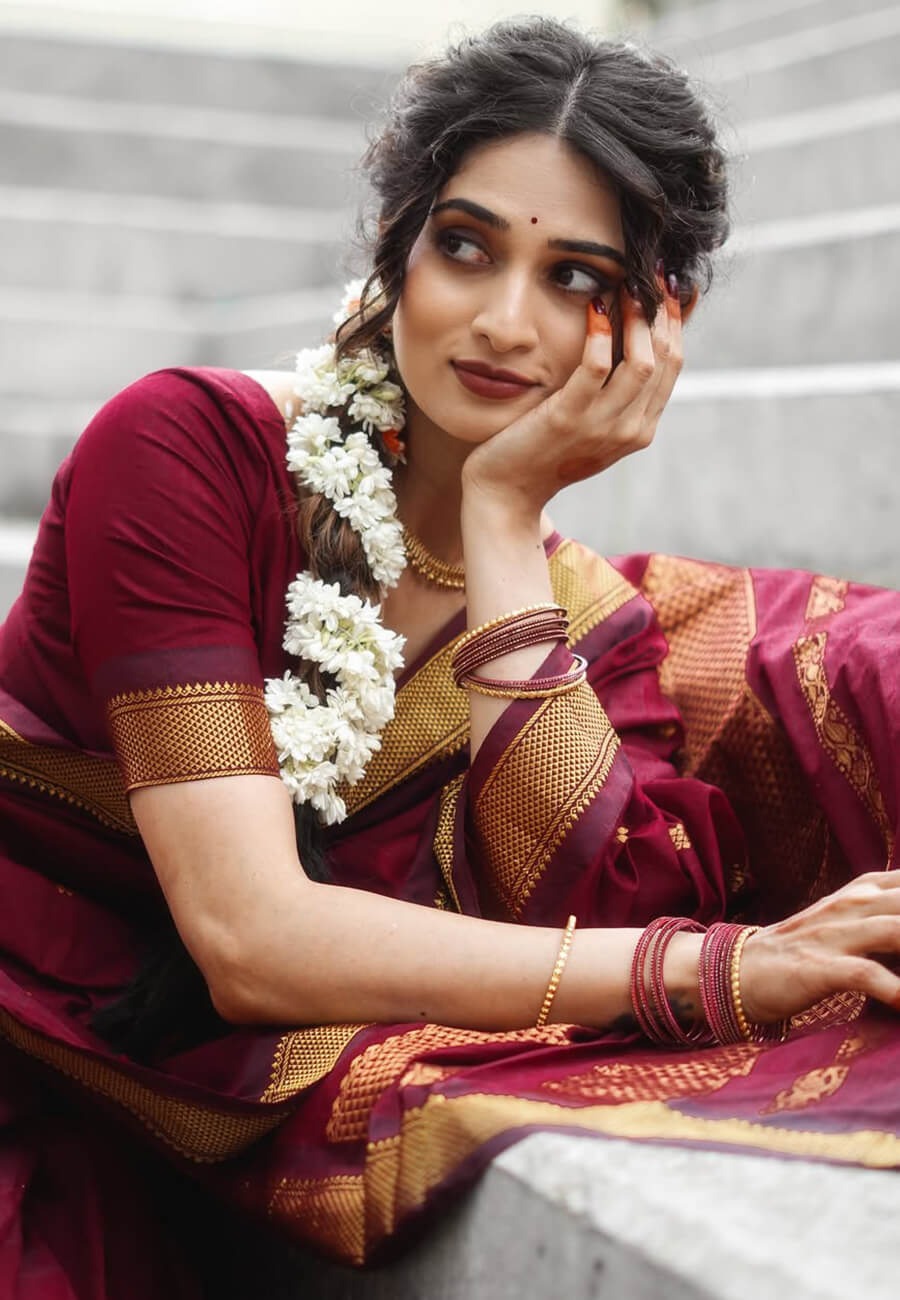 Super classy Maroon Soft Silk Saree With Seraphic Blouse Piece