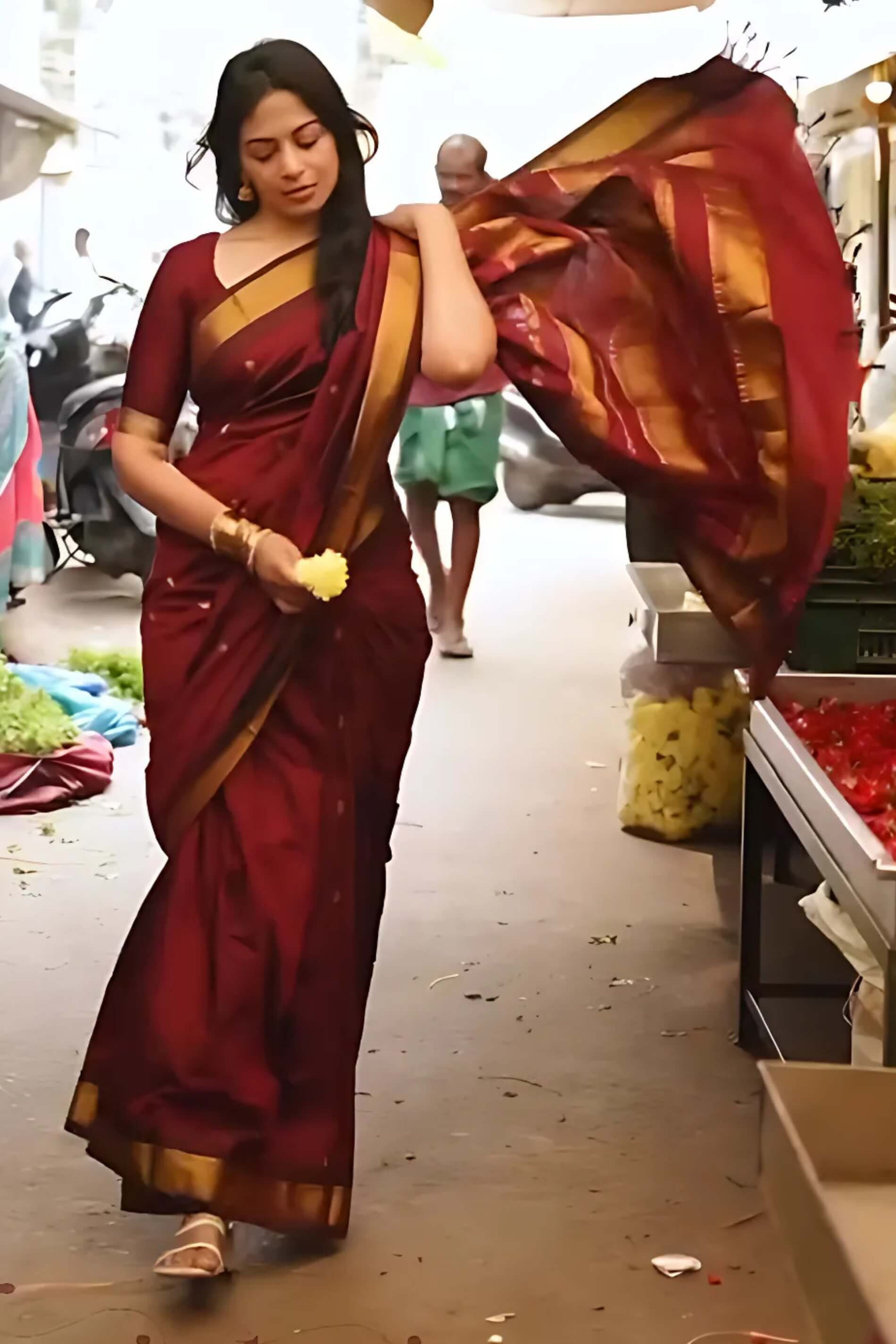 Desultory Maroon Soft Silk Saree With Glorious Blouse Piece