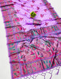 Inimitable Lavender Pashmina Saree With Arresting Blouse Piece