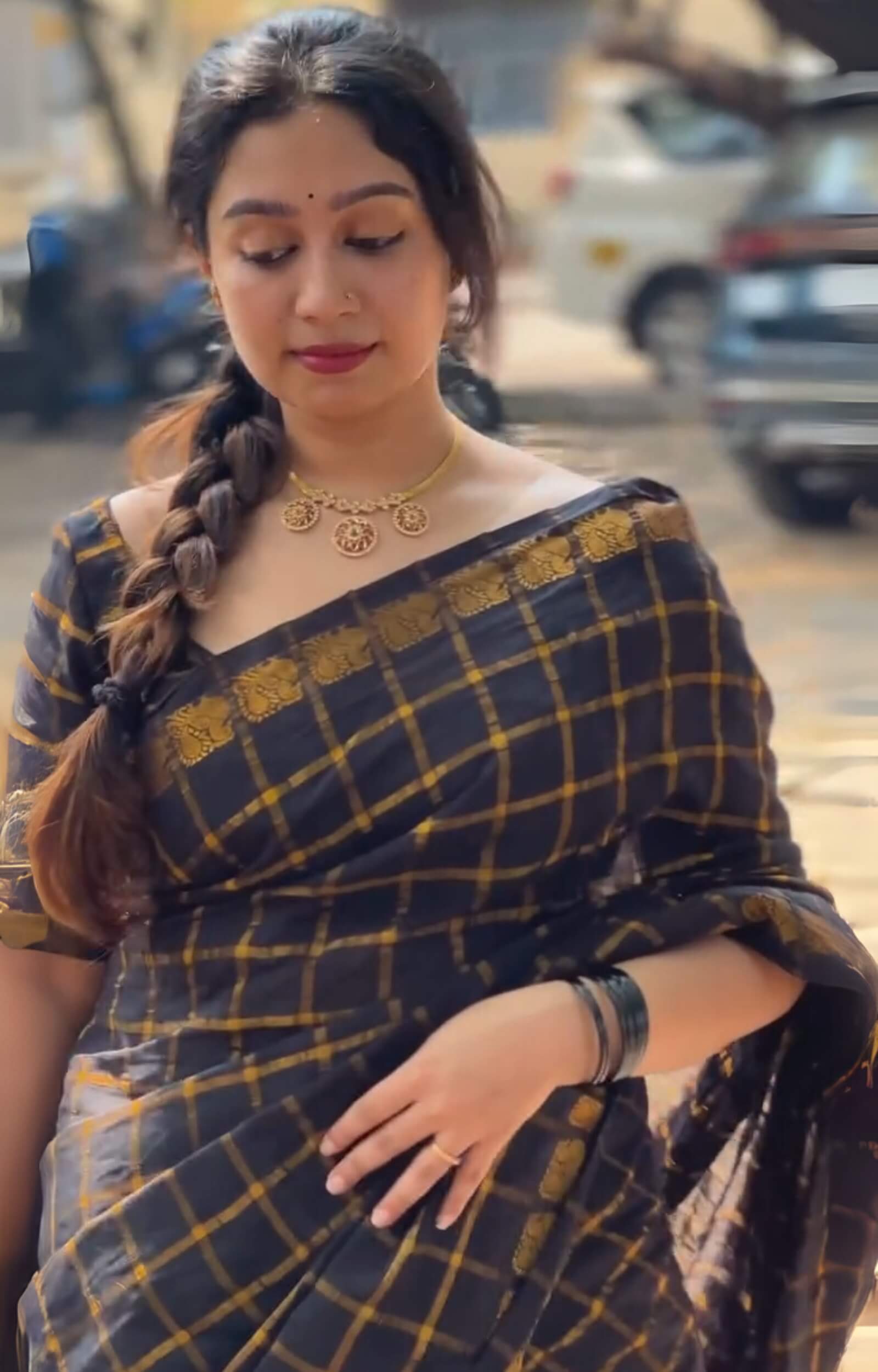 Precious Black Cotton Silk Saree With Denouement Blouse Piece