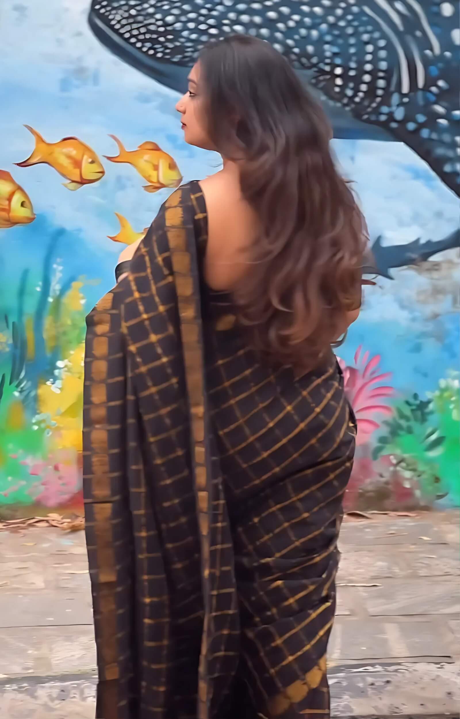 Precious Black Cotton Silk Saree With Denouement Blouse Piece
