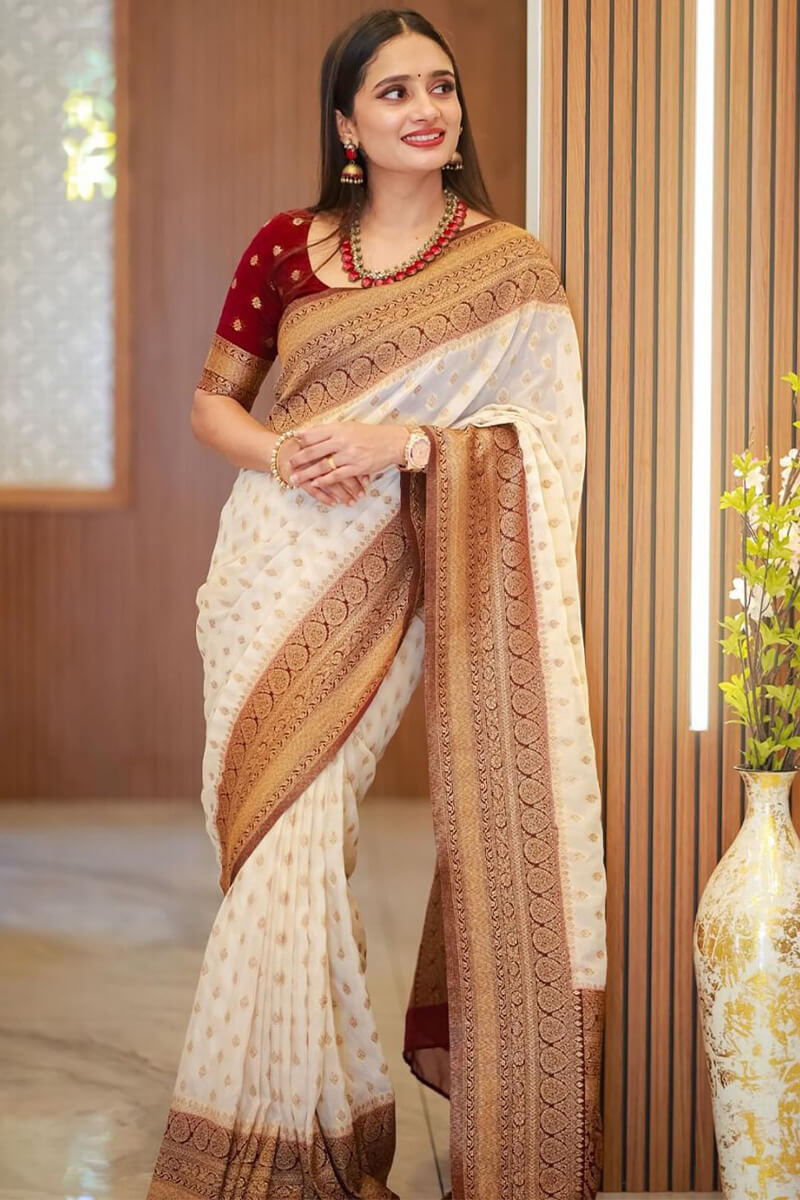 Wonderful Beige Soft Silk Saree With Lissome Blouse Piece