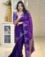 Prominent Purple Soft Silk Saree With Deserving Blouse Piece