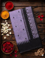 Adorning Lavender Cotton Silk Saree With Enigmatic Blouse Piece