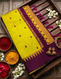 Effulgent Mehndi Cotton Silk Saree With Capricious Blouse Piece