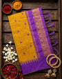 Proficient Mustard Cotton Silk Saree With Eclat Blouse Piece