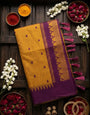 Forbearance Mustard Cotton Silk Saree With Stylish Blouse Piece