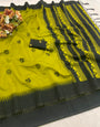 Bucolic Green Cotton Silk Saree With Ethereal Blouse Piece