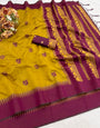 Opulent Mustard Cotton Silk Saree With Eloquence Blouse Piece