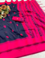 Groovy Navy Blue Cotton Silk Saree With Inspiring Blouse Piece