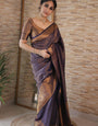 Profuse Navy Blue Soft Kanjivaram Silk Saree With Efflorescence Blouse Piece