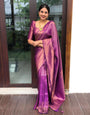 Quixotic Purple Soft Kanjivaram Silk Saree With Precious Blouse Piece