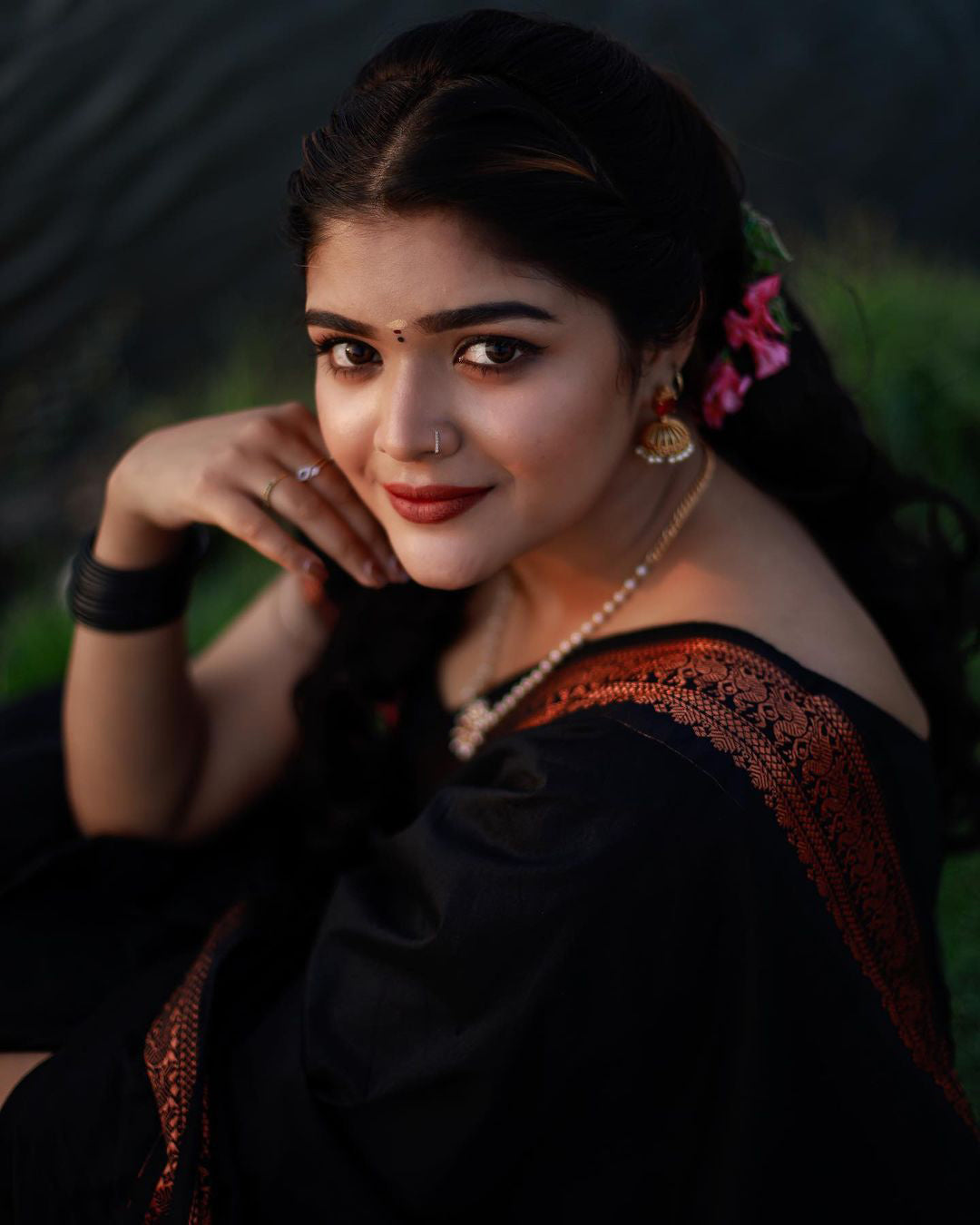 Devastating Black Soft Banarasi Silk Saree With Tremendous louse Piece