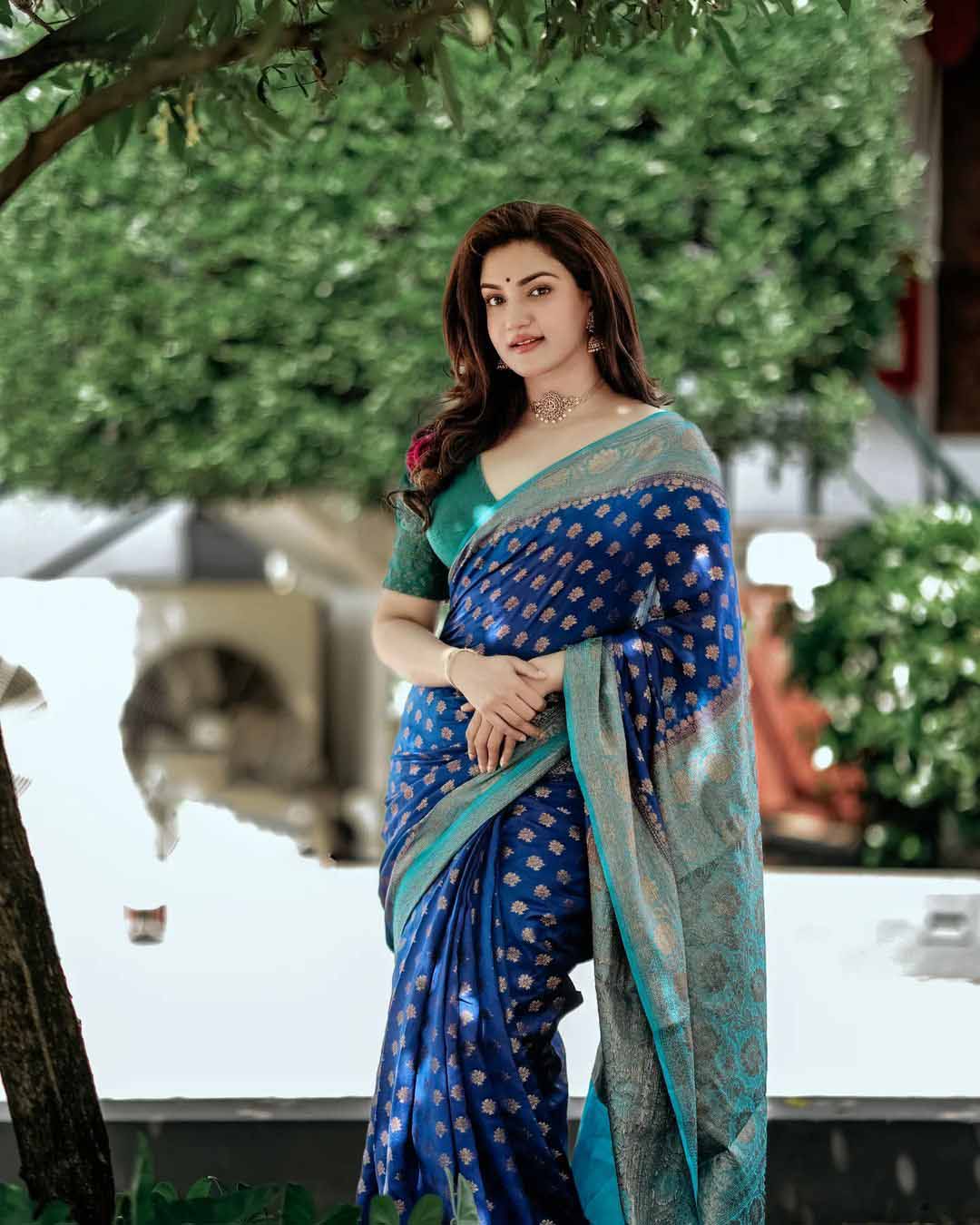 Susurrous Blue Soft Banarasi Silk Saree With Prettiest Blouse Piece