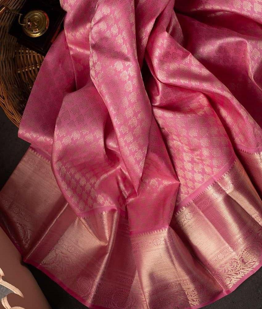 Innovative Pink Soft Silk Saree With Unique Pink Blouse Piece