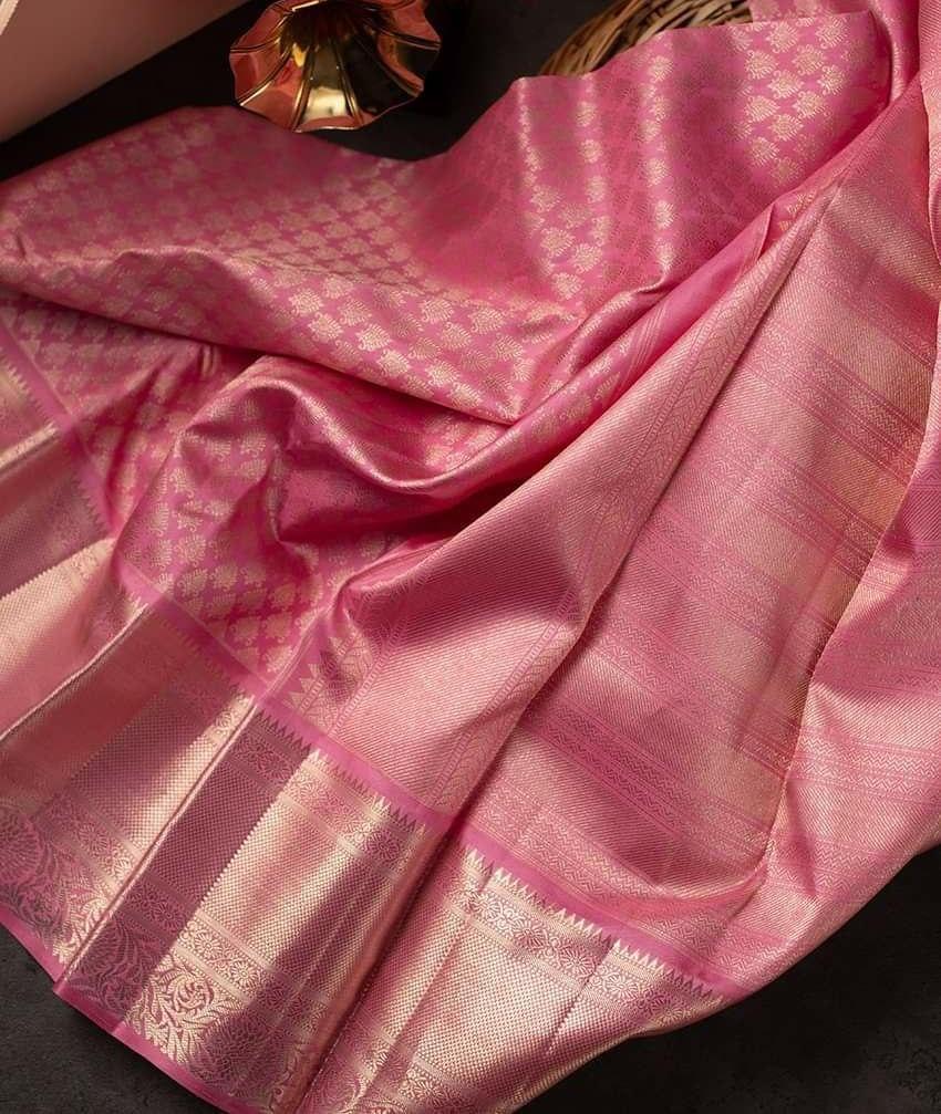 Innovative Pink Soft Silk Saree With Unique Pink Blouse Piece