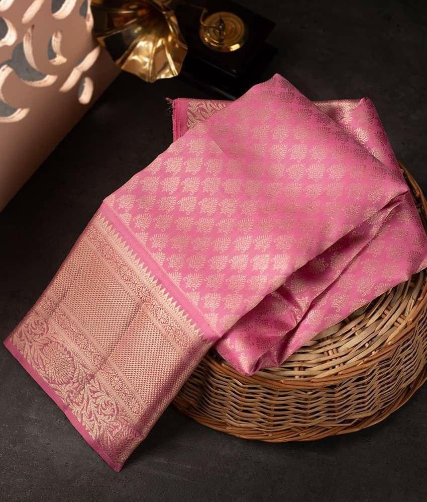 Innovative Pink Soft Silk Saree With Unique Pink Blouse Piece