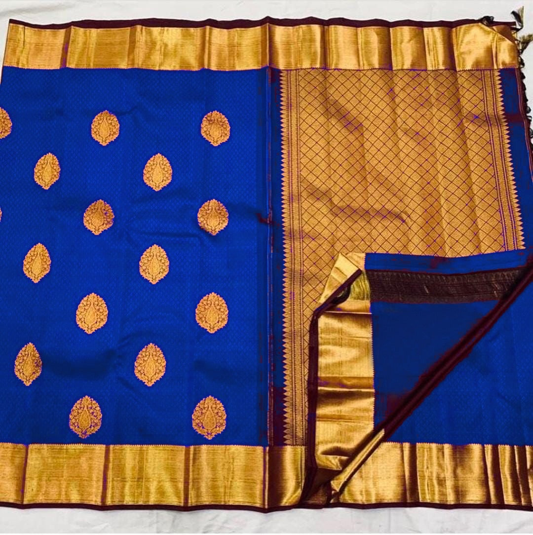 Proficient Royal Blue Soft Banarasi Silk Saree With Lissome Blouse Piece