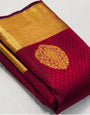 Angelic Maroon Soft Banarasi Silk Saree With Lissome Blouse Piece