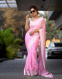 Powder Pink Maheshawari Cotton Silk Saree