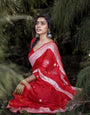 Cornell Red Maheshawari Cotton Silk Saree