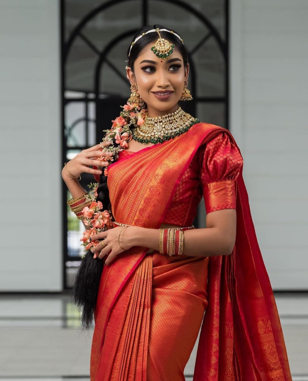 Transcendent Red Soft Silk Saree with Energetic Blouse Piece