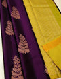 Traditional Dark Purple Soft Silk Saree With Impressive Blouse Piece