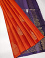 Energetic Orange Soft Silk Saree With Engrossing Blouse Piece