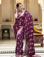 Improbable Wine Soft Banarasi Silk Saree With Devastating Blouse Piece