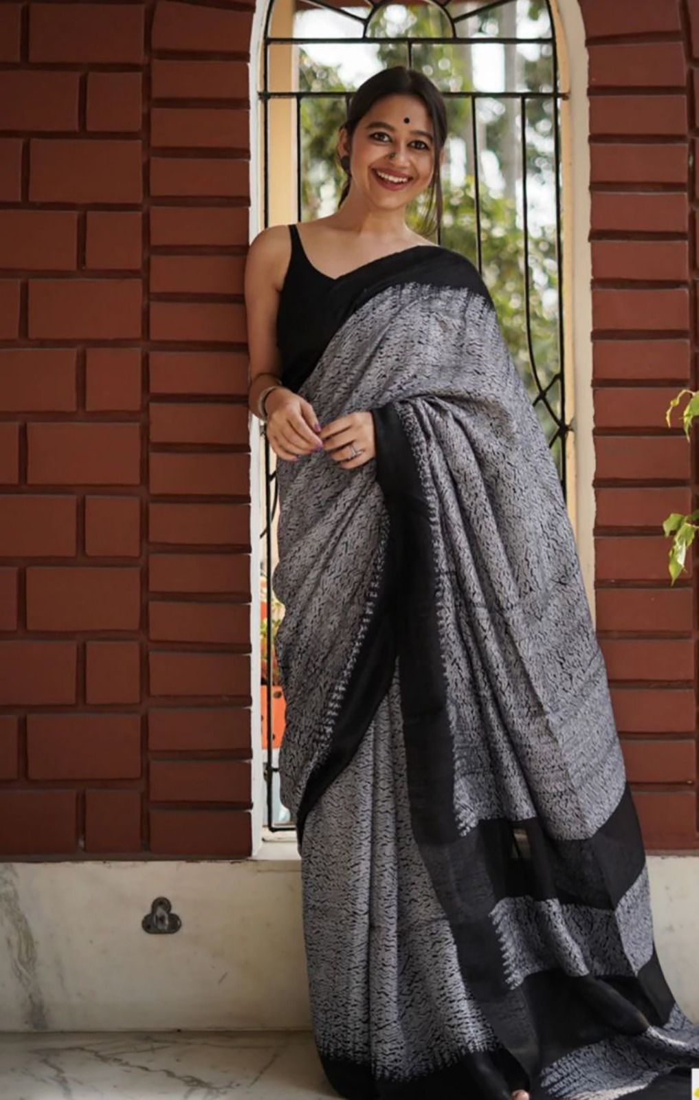 Jade Black Maheshawari Cotton Silk Saree